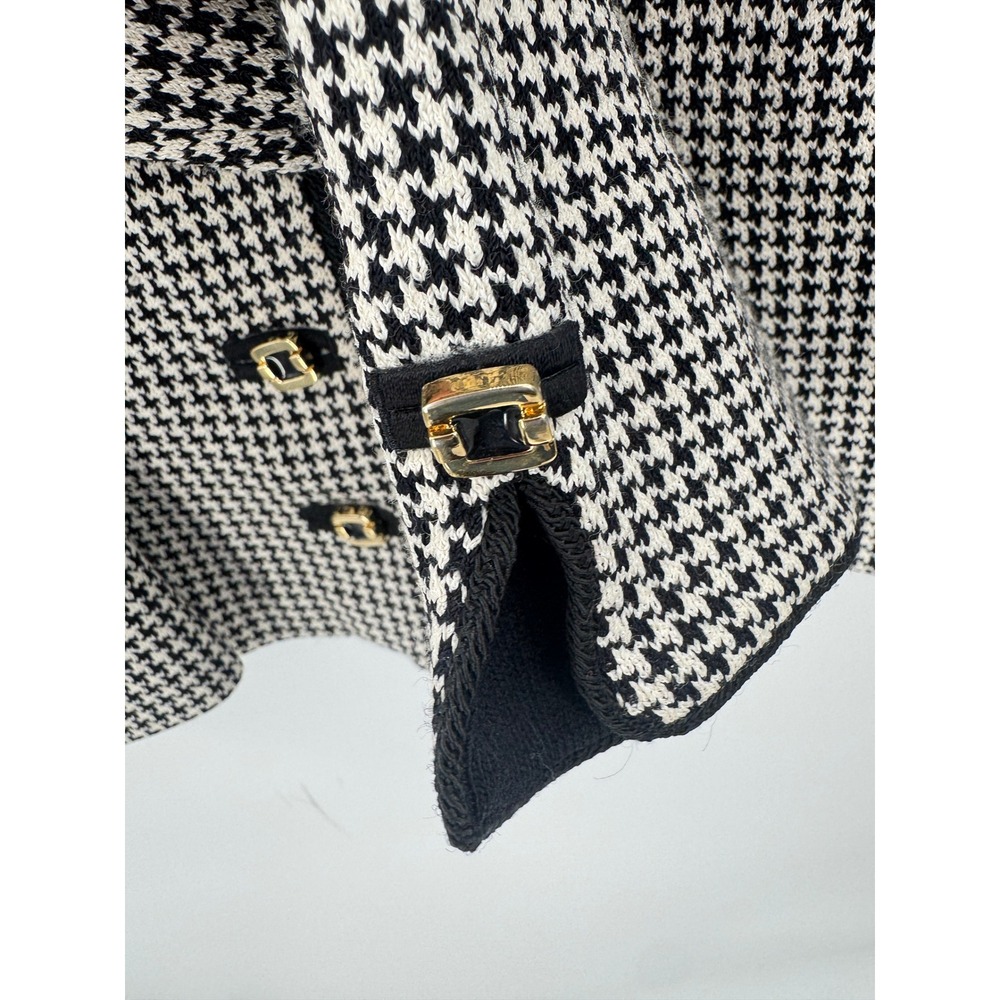 St. John Collection Blazer Houndstooth Knit Black&White Gold Hardware 8 Vintage - Picture 6 of 11